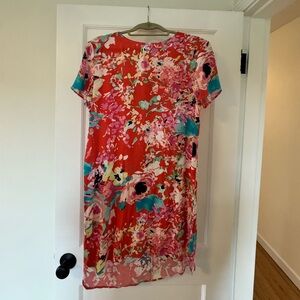 Wayf Floral Midi Shift Dress in Coral, Teal, Pink